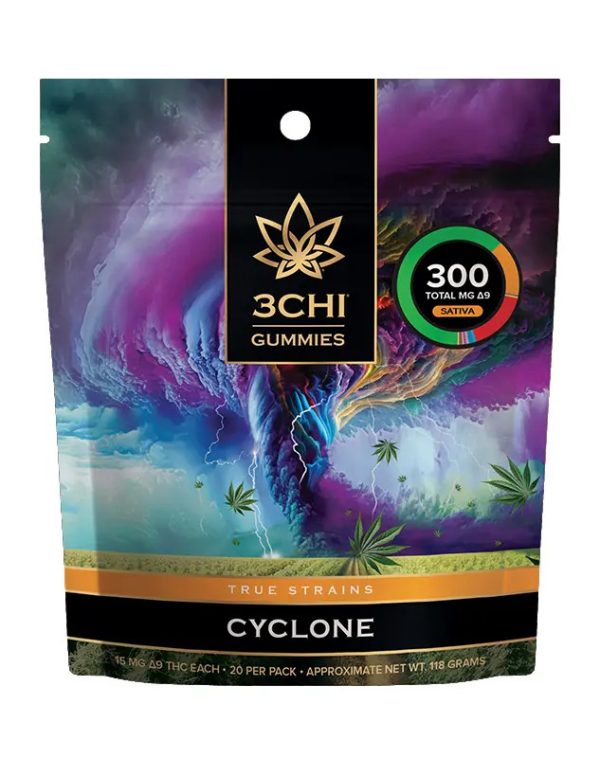3chi cyclone sativa 15mg THC blend gummies at The Hemptender