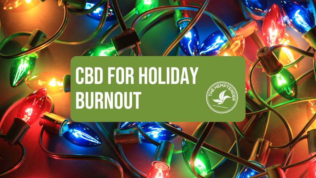 tangled christmas lights with text that reads "CBD for holiday burnout"